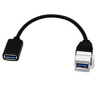 Cable USB 3.0 Keystone Jack insertos, Haokiang USB 3.0 A hembra a USB A 3.0 macho Keystone Insertar placa de pared adaptador de panel de salida, cable de conector, 20 cm/8 pulgadas