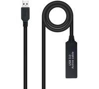 Cable Alargador Amplificador USB 3.0 Nanocable 10.01.0312/ USB Macho - USB Hembra/ 10m/ Negro