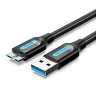 Cable USB 3.0 Vention COPBC/ USB Macho - MicroUSB Macho/ Hasta 10W/ 5Gbps/ 25cm/ Negro