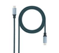 Cable USB 3.2 Gen2x2 Nanocable 20Gbps 5A/100W 4K/60HZ USB-C M/M 0.5 M Gris/Negro