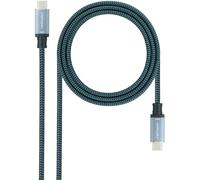 Cable USB 3.2 Gen2x2 Nanocable 20Gbps 5A/100W 4K/60HZ USB-C M/M 2 M Gris/Negro