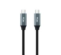 Cable USB 3.2 Nanocable 10.01.4300/ USB Tipo-C Macho - USB Tipo-C Macho/ Hasta 100W/ 20Gbps/ 50cm/ Gris y Negro