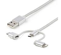 Cable USB 3 en 1 StarTech Trenzado 1 m USB-A a Lightning USB-C Micro-USB Plata