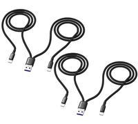 Cable USB A a Multi 2 en 1, puerto 2 tipo C, 4 pies, paquete de 2, negro