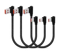 Cable USB A a USB C Corto 30cm, 3 Pack Ángulo de 90° Cable Carga Rápida Trenzado de Nailon Conector USB C Portátil para Samsung Galaxy S25 S24 S8 Huawei P30 Power Bank (No compatible con iPhone)