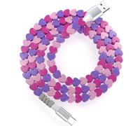 Cable USB A a USB C de 3 pies, cable de carga de teléfono con cuentas para iPhone 17, 16, 15 Pro Max para CarPlay, bonito cable de carga rápida tipo C para iPad 11th 10/Samsung S25 S24 S23 Ultra