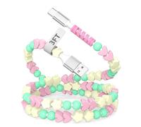 Cable USB A a USB C de 3 pies para Apple con cuentas lindas sin enredos para Carplay Car Play para iPhone Air 17 17e 16 tipo C carga para Samsung S26 Wire mujeres niñas corazón rosa menta estrella