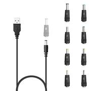 Cable USB a CC, YACSEJAO 5 V CC 5,5 x 2,1 mm, conector jack de alimentación universal con 8 conectores de adaptador CC para routers, mini ventiladores, altavoces y más dispositivos