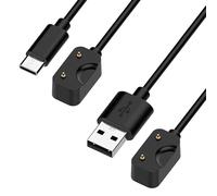 Cable USB-A de 1 m + cable USB-C de 1 m compatible con Samsung Galaxy Fit3 (SM-R390) cargador trenzado resistente al desgaste negro