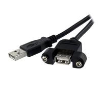 StarTech.com Cable de 91cm USB 2.0 Alta Velocidad para Montaje en Panel Empotrar - Macho a Hembra USB A - Extensor Alargador - Negro