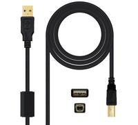 Cable USB 2.0 HQ Com Ferrite Nanocable USB-A/M para USB-B/M 2 M Negro