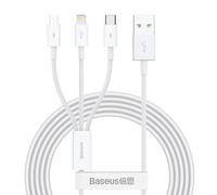 Cable USB A Macho - USB C / Micro USB A / Lightning Blanco (1.5 mts) - BASEUS