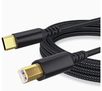 Cable USB B a USB C de 2 m, cable de impresora trenzado USB tipo B a USB-C cable de impresora con carcasa de aluminio y 480 mbps, compatible con impresoras, escáner, teclado MIDI, Macbook, HP Epson