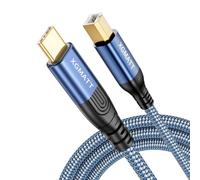 Cable USB B a USB C de 3 m, trenzado de nailon, cable MIDI USB C compatible con MacBook Pro, HP, Epson, Canon, Brother, Lexmark, Xerox, impresoras y escáner, color azul