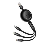 Cable USB Baseus Bright Mirror 2 Carga Rápida 3 en 1 Retráctil 66W Negro