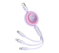 Cable USB Baseus Bright Mirror 3 en 1 66W 1.1m Violeta