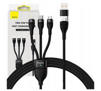 Baseus Cable USB 3 en 1 Flash Series 2, USB-C + micro USB + Lightning, 100 W, 1,2 m (negro)