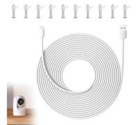 Cable USB-C (10 m, 66 W, Carga rápida, Compatible con cámaras de Seguridad Mi y Otras Marcas, fácil instalación con Abrazaderas, PVC Duradero, alimentación Segura, alargador USB-C 10 m)
