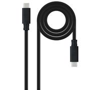 Cable USB 3.1 Tipo-C Nanocable 10.01.4101-L150/ USB Tipo-C Macho - USB Tipo-C Macho/ Hasta 100W/ 10Gbps/ 1.5m/ Negro