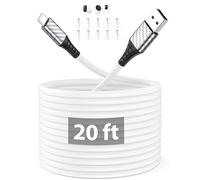 Cable USB C 6m/20 pies para Mi Security Camera, Extra largo 3A cable USB A a USBC de carga rápida cable tipo C para a iPhone 17 16e 15 para iPad Air Mini Mac Book Pro Galaxy A16 A56 S25 Piel 9a blanco