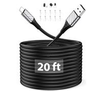 Cable USB C 6m/20 pies para Mi Security Camera, Extra largo 3A cable USB A a USBC de carga rápida cable tipo C para a iPhone 17 16e 15 para iPad Air Mini Mac Book Pro Galaxy A16 A56 S25 Piel 9a negro