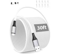 Cable USB C 9m/30 pies para Mi Security Camera, Extra largo 3A cable USB A a USBC de carga rápida cable tipo C para a iPhone 17 16e 15 para iPad Air Mini Mac Book Pro Galaxy A16 A56 S25 Piel 9a blanco