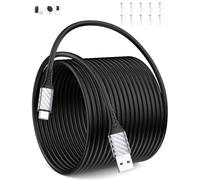 Cable USB C 9m/30 pies para Mi Security Camera, Extra largo 3A cable USB A a USBC de carga rápida cable tipo C para a iPhone 17 16e 15 para iPad Air Mini Mac Book Pro Galaxy A16 A56 S25 Piel 9a negro