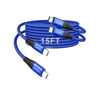 Cable USB C a C de 100 W [2 unidades de 15 pies], cable USB C extralargo de carga rápida, cable USB C a USB C trenzado duradero, cable USB tipo C para iPhone 17/16/15/Pro Max/Plus/Samsung Galaxy S23