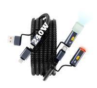 Cable USB-C a C multifunción de 240 W, 480 Gbps, con encendido de iluminación LED, carga rápida inversa, compatible con MacBook, XPS, Surface Pro, iPad Air 4, Samsung Galaxy S23+/S23 Ultra