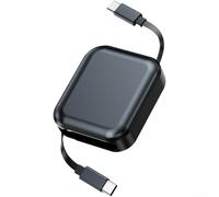 Cable USB C a C retráctil de entrega de energía de 240 W para laptop, tablet, teléfono con longitud ajustable de 35 cm, 60 cm, 100 cm y funcionamiento suave de bisagra turbo (negro)