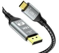 Cable USB C a DisplayPort 2.1, 16K@30Hz 8K@120Hz 4K@240Hz, Thunderbolt 5/4 a DP, 40Gbps, Tipo C unidireccional Compatible con MacBook Pro M4, M3, iPhone 16 Pro, Dell XPS, Surface, Gaming