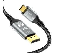 Cable USB C a DisplayPort 2.1, 16K@30Hz 8K@120Hz 4K@240Hz, Thunderbolt 5/4 a DP, 40Gbps, Tipo C unidireccional Compatible con MacBook Pro M4, M3, iPhone 16 Pro, Dell XPS, Surface, Gaming
