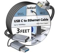 Cable USB C a Ethernet de 3 pies, sin controlador tipo C a RJ45, compatible con Thunderbolt 3/4, Plug & Play, trenzado de nailon, LAN Gigabit de 1 Gbps para MacBook Pro/Air, iPhone 15 Pro/Max, Dell