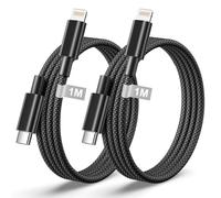 Cable USB C a Lightning 1M 2Pack[Certificado MFi], Cable Cargador iPhone Carga Rapida Cable Lightning USB C Nylon iPhone Tipo C a Lightning Cable para Apple iPhone 14 Pro Max/14 Plus/13/12 Mini/11/XR