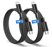 Cable USB C a Lightning 1M 2Pack, [Certificado MFi] Cable Cargador iPhone Carga Rapida Cable Lightning USB C Nylon iPhone Tipo C a Lightning Cable para Apple iPhone 14 Pro Max/14 Plus/13/12 Mini/11/XR