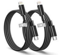 Cable USB C a Lightning 1M [Certificado MFi],2Pack Cable Cargador iPhone Carga Rapida Cable Lightning USB C Nylon iPhone Tipo C a Lightning Cable para Apple iPhone 14 Pro Max/14 Plus/13/12 Mini/11/XR