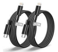 Cable USB C a Lightning 2M 2Pack [Apple Certificación MFi], Cable iPhone USB C Cable Cargador iPhone Carga Rápida Cabl Lightning USB C Nylon para Apple iPhone 14 13 12 11 Pro Max XR XS MAX X 8 Plus