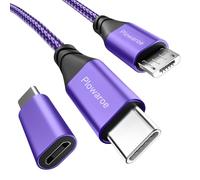 Cable USB C a Micro USB 5 M USB C a Micro USB Adaptador Android Cable de carga Compatible para Samsung Galaxy S20/S9/S9+/S10 Huawei HTC LG (Lila)