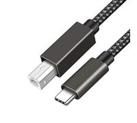 Cable USB C a USB B de 2 m, cable de datos tipo B 2.0 a tipo C, cable de nailon trenzado macho a macho, escáner impresora Thunderbolt 3, compatible con MacBook Pro, iMac, XPS, Acer, ASUS,
