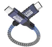Cable USB-C a USB-C,0.3m 240W/20Gbps,cable de datos USB-C 3.2 Gen2x2 PD 3.1 transmisión de vídeo 5K@60Hz/4K@144Hz para iPhone 17/16/15,Samsung,MacBook,iPad Pro,ordenador portátil,tableta,SSD,monitor