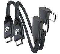 Cable USB C a USB C 100W 0.2M 2Pack, ángulo Derecho 90 Grados USB 3.2 Gen2x2 20Gbps 4K@60Hz Vídeo&PD Carga Rápida,Cable de Nylon Trenzado USB Tipo C para iPhone 17 16 iPad Pro MacBook Galaxy S26