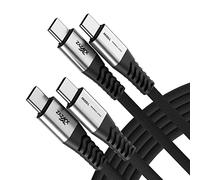 Cable USB C a USB C, 2 Pack: 2M, 100W, Carga Rápida, Nylon Duradero Trenzado, Compatible con MacbookPro Air, iPad Pro 2020 Air Mini, Xiaomi Mi10, Samsung S21 S20, Huawei P40 P30 (Negro)
