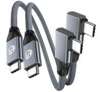 Cable USB C a USB C Corto 0.3m 2Pack, 90 Grados 100W Cable USBC 3.2 Gen2×2 20Gbps Transferencia Datos, Cargador de 90 Grados Tipo C a C, Vídeo 5K/4K a 60 Hz, para iPhone 17 16, MacBook, Galaxy S25