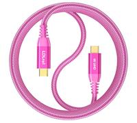 Cable USB C a USB C de 0,15 m, color rosa, transferencia de datos de alta velocidad de 20 Gbps, carga rápida de 100 W y pantalla 4K Ultra HD, compatible con Thunderbolt 3/4, para ordenador portátil