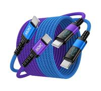 Cable USB C a USB C de 240 W para cargador Samsung tipo C, cable de carga | Paquete de 2 cables USB C Android súper rápidos con pantalla LED para Galaxy S26 FE Ultra S25 S24 A17 A16 Z Fold8