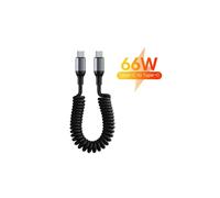 Cable USB C a USB C en espiral de 25 cm a 1 m con carga rápida de 6 A, compatible con iPhone 15, Huawei, Xiaomi y Samsung.
