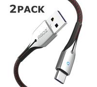 Cable USB C AGOZ2Pack de carga rápida con LED compatible con Samsung Galaxy Note20, S24, S23FE, serie S22, serie A, Z Fold4, Z Flip4