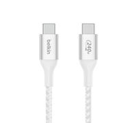 Cable USB-C Belkin CAB015bt1MWH 1 m trenzado carga rápida blanco