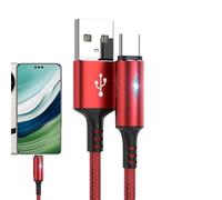 Cable USB C - Cable USB C a USB C, cable de carga rápida tipo C | Cable de carga rápida de nylon con luz LED, cable de carga rápida, apagado automático tipo C para portátil, cable de ric