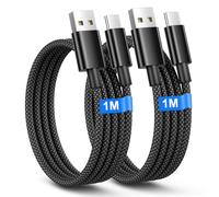 Cable USB C Carga Rapida 1M 2Pack, Cable USB a USB C con Galaxy S25/S24/S23/S22/S21/A35/A34 A56/55, Phone 16/15 Plus Pro Max, Pixel 8 7 6, Nylon Cable Carga Rapida Tipo C Cable Phone Carga Rapida